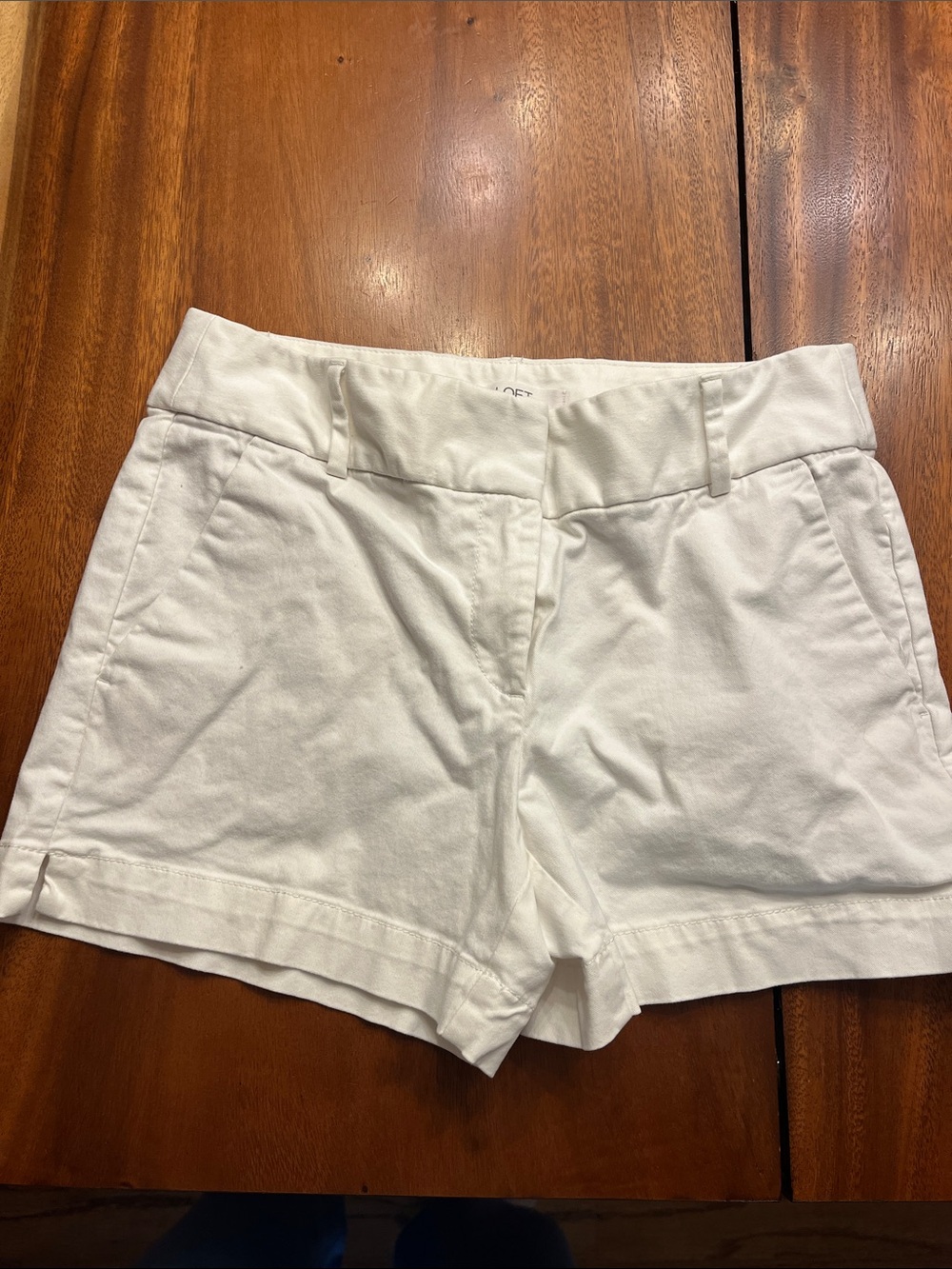LOFT White High-Rise Cotton Bermuda Shorts